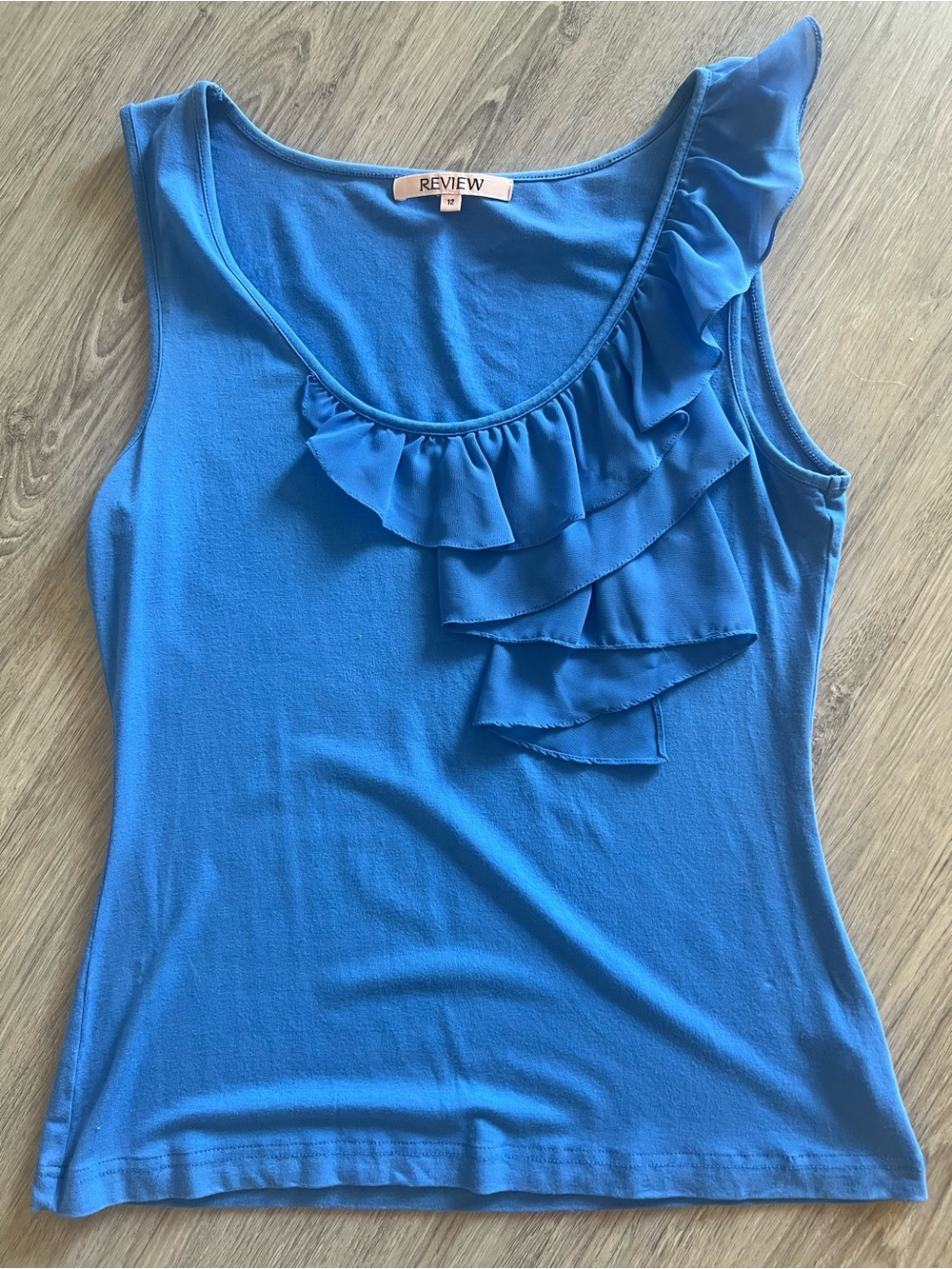 Review Royal Blue Ruffle Scoop Neck Tank | Workwear
